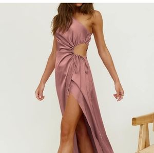 Womens size large pink one shoulder dress with cut out